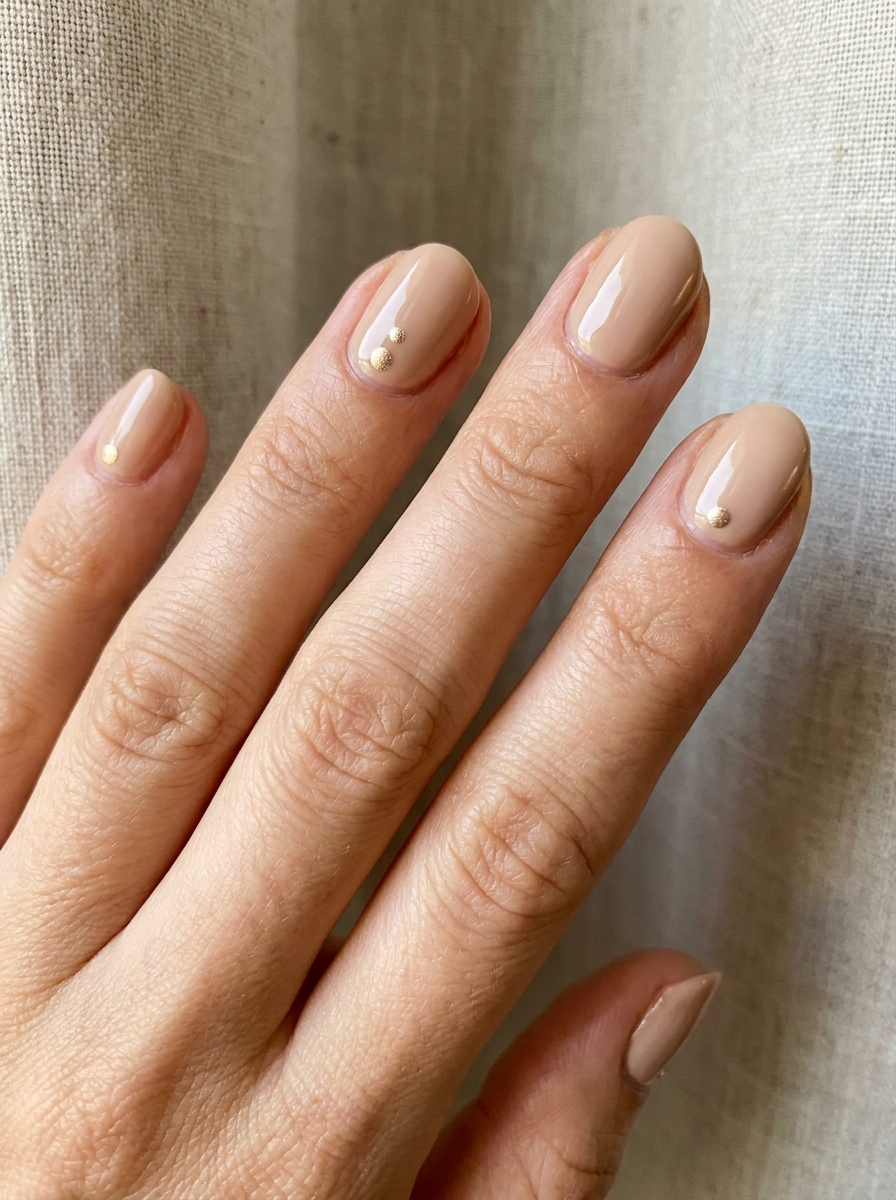 Kleine Goldpunkte als Einfache Nageldesigns Inspiration 2026